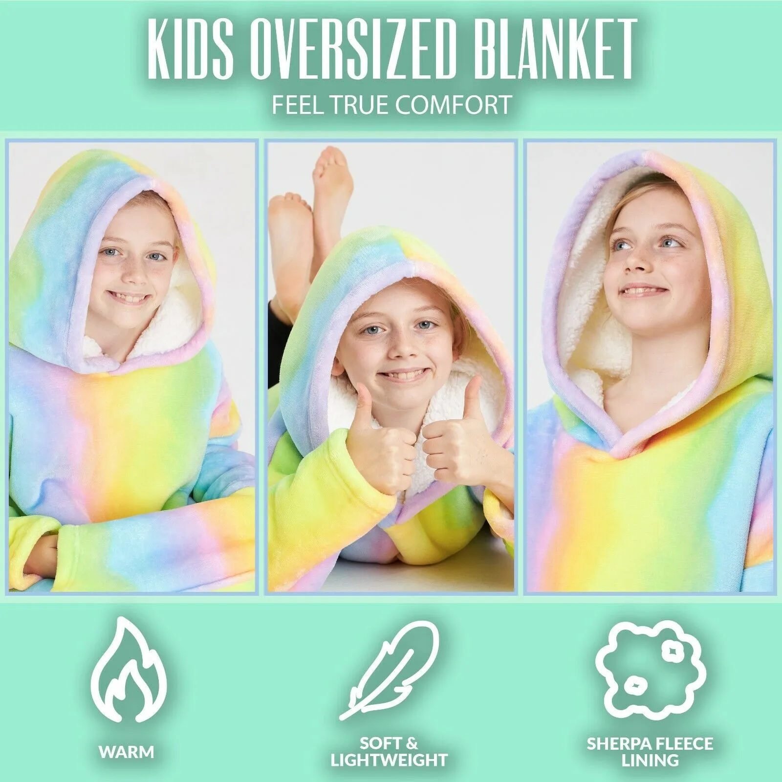 CityComfort Girls Oversized Blanket Hoodie Kids Fleece Fluffy Hoodies