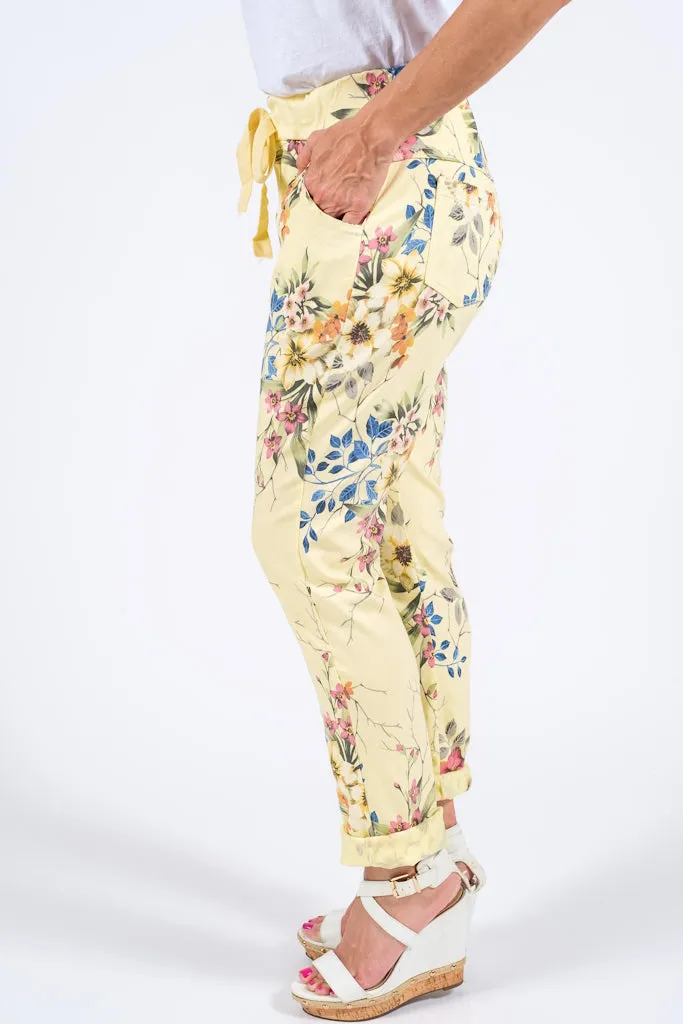 Collins Floral Stretch Tie Waist Pant (PL160F)