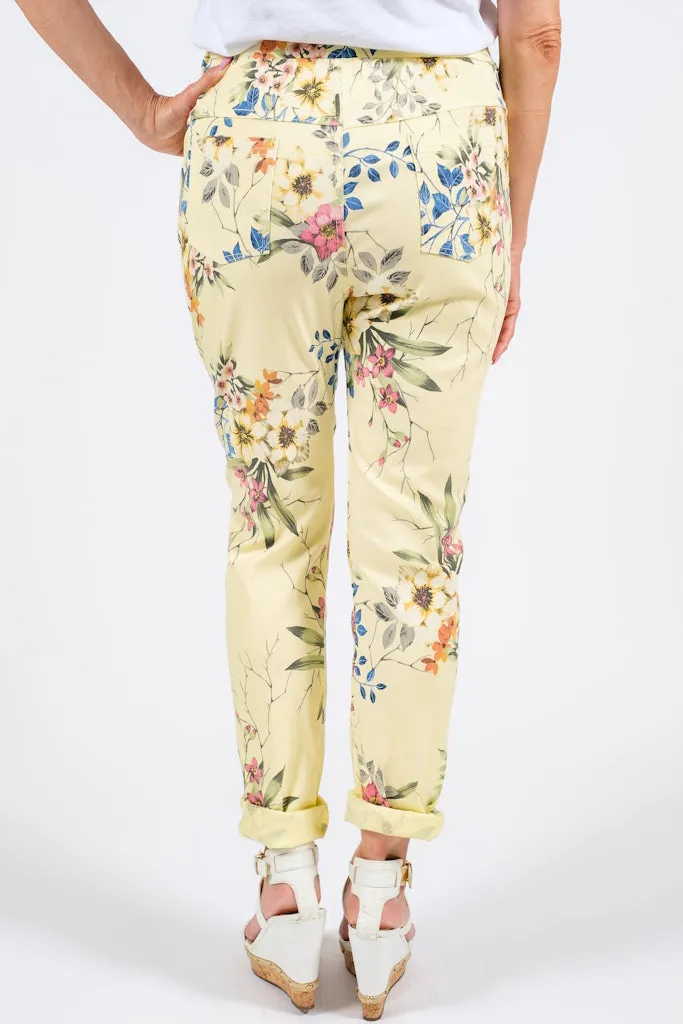 Collins Floral Stretch Tie Waist Pant (PL160F)