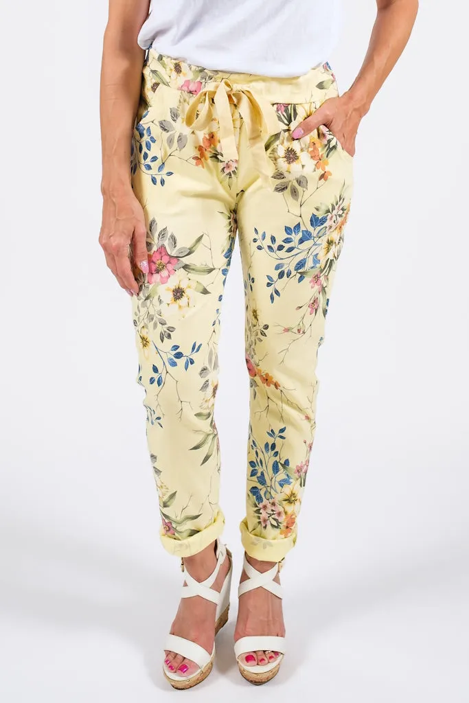 Collins Floral Stretch Tie Waist Pant (PL160F)
