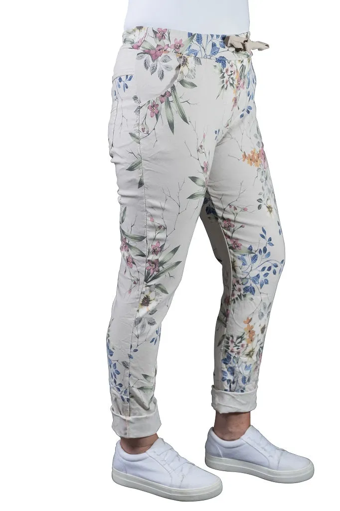 Collins Floral Stretch Tie Waist Pant (PL160F)