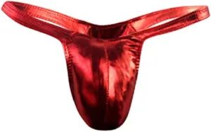 Comfortable Leather Briefs Men's Patent Sexy Men's Underwear Mens Underwear Sexy Boxers (Red, One Size)