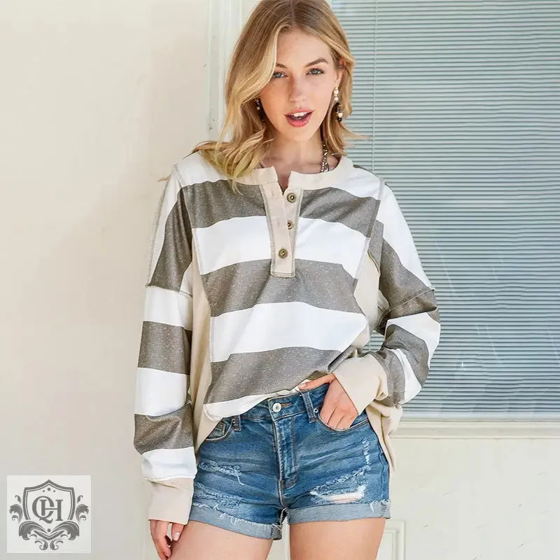 Contrast Colour Striped Sweatshirt