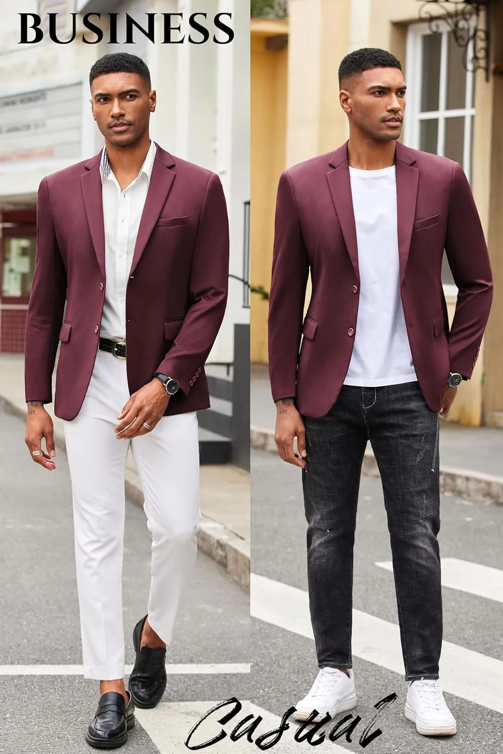 COOFANDY Mens Casual Blazer Slim Fit Suit Jacket Lightweight Knit Sport Coat Two Button Blazer Jacket