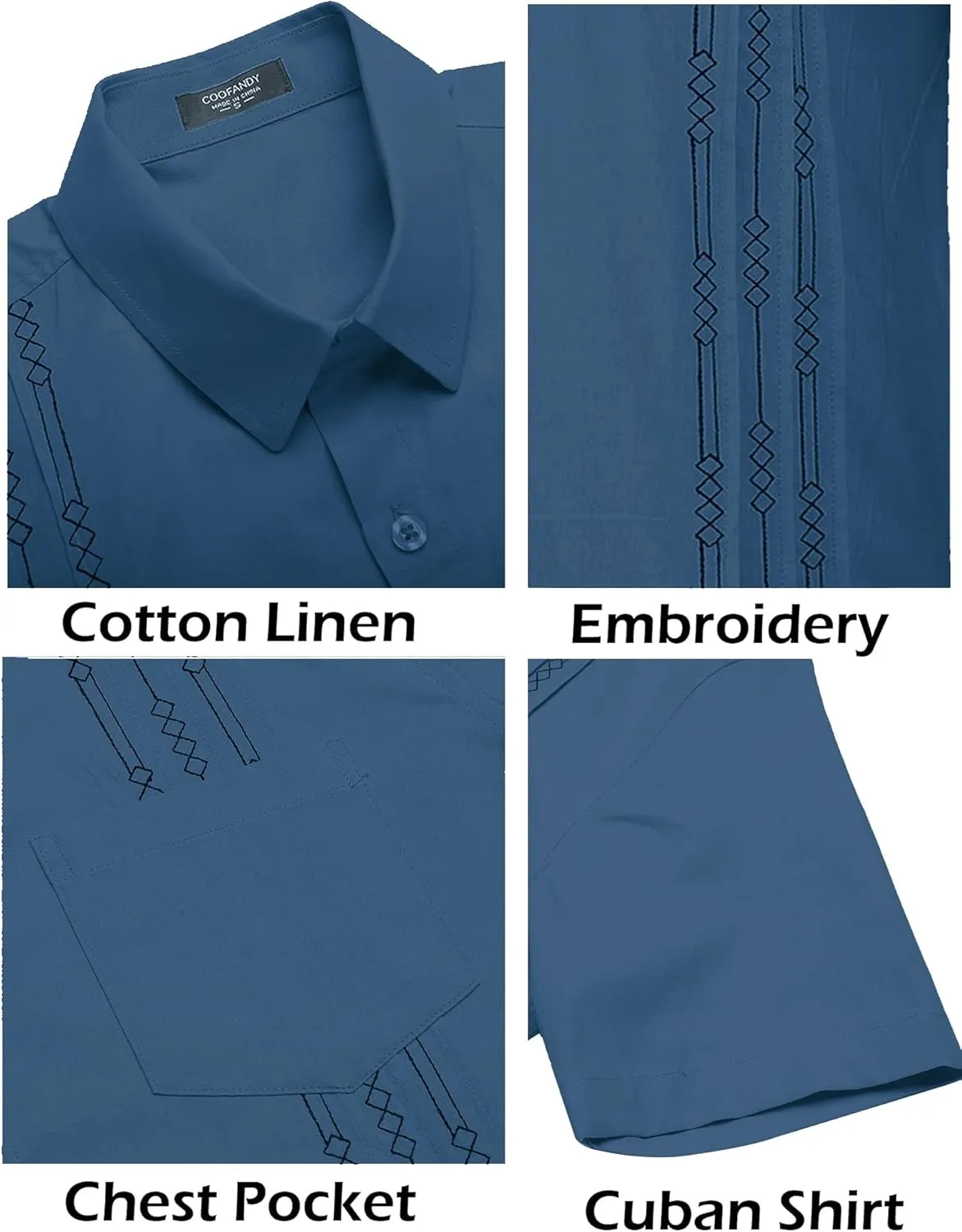 COOFANDY Mens Cuban Guayabera Shirt Short Sleeve Linen Button Down Shirts Casual Summer Beach Tops