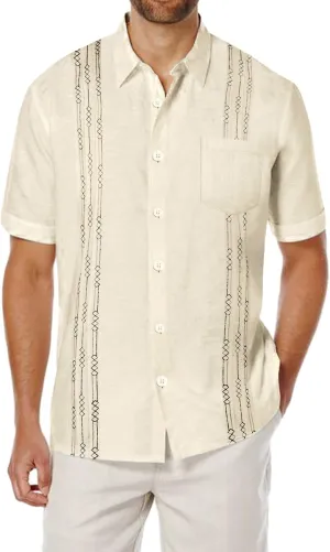 COOFANDY Mens Cuban Guayabera Shirt Short Sleeve Linen Button Down Shirts Casual Summer Beach Tops