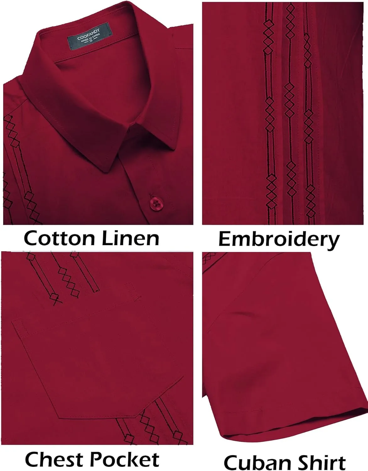 COOFANDY Mens Cuban Guayabera Shirt Short Sleeve Linen Button Down Shirts Casual Summer Beach Tops