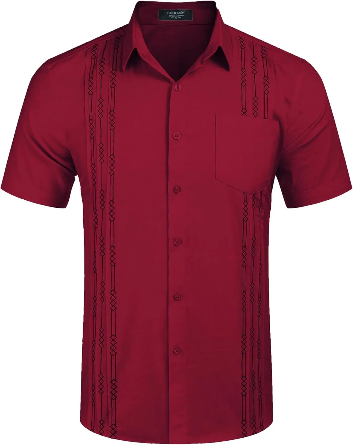 COOFANDY Mens Cuban Guayabera Shirt Short Sleeve Linen Button Down Shirts Casual Summer Beach Tops