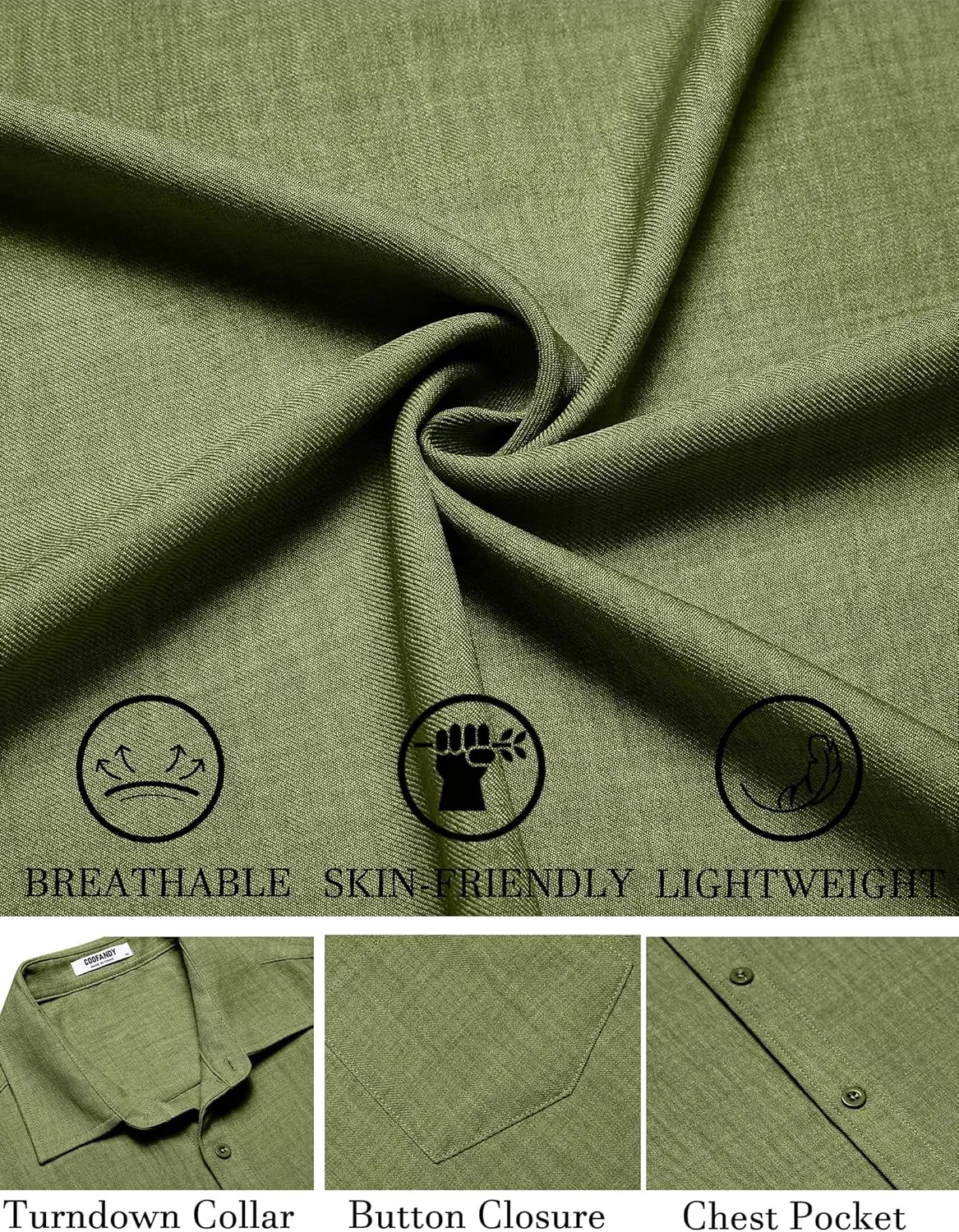 COOFANDY Men's Short Sleeve Button Down Shirt Casual Summer Beach Untucked Vacation Textured Shirts with Pocket