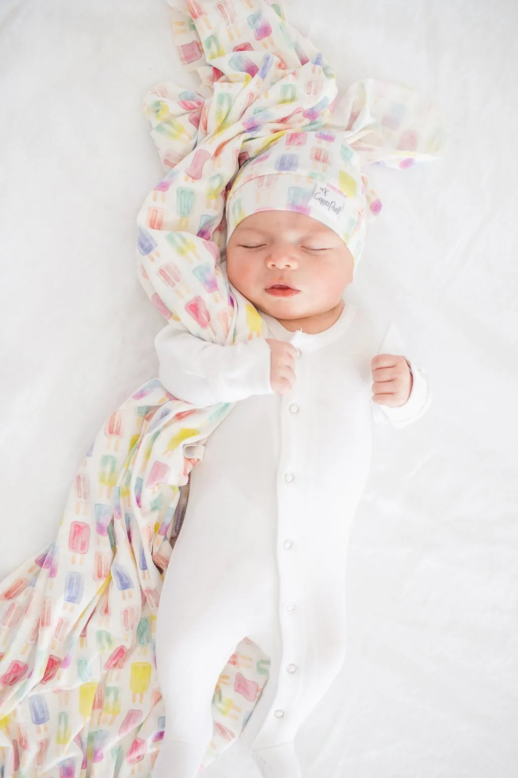 Copper Pearl Newborn Top Knot Hat - Summer