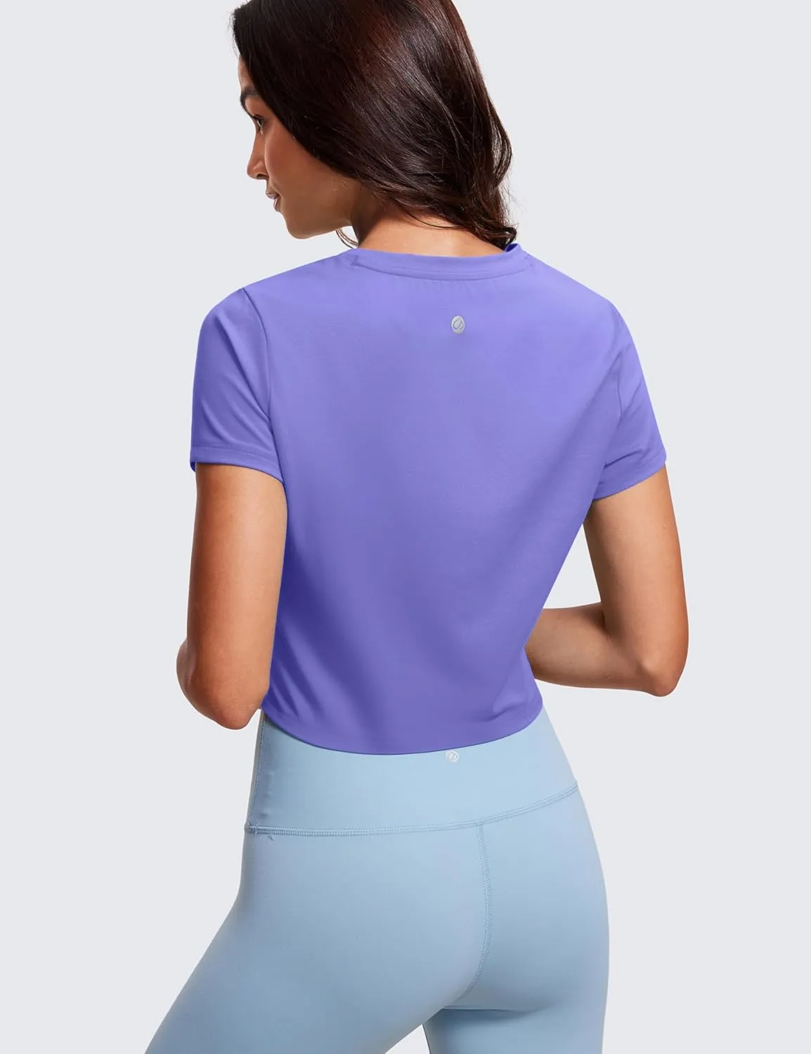 CRZ YOGA Butterluxe Short Sleeve Shirts for Women High Neck Crop Basic T-Shirts Fitted Gym Workout Tops