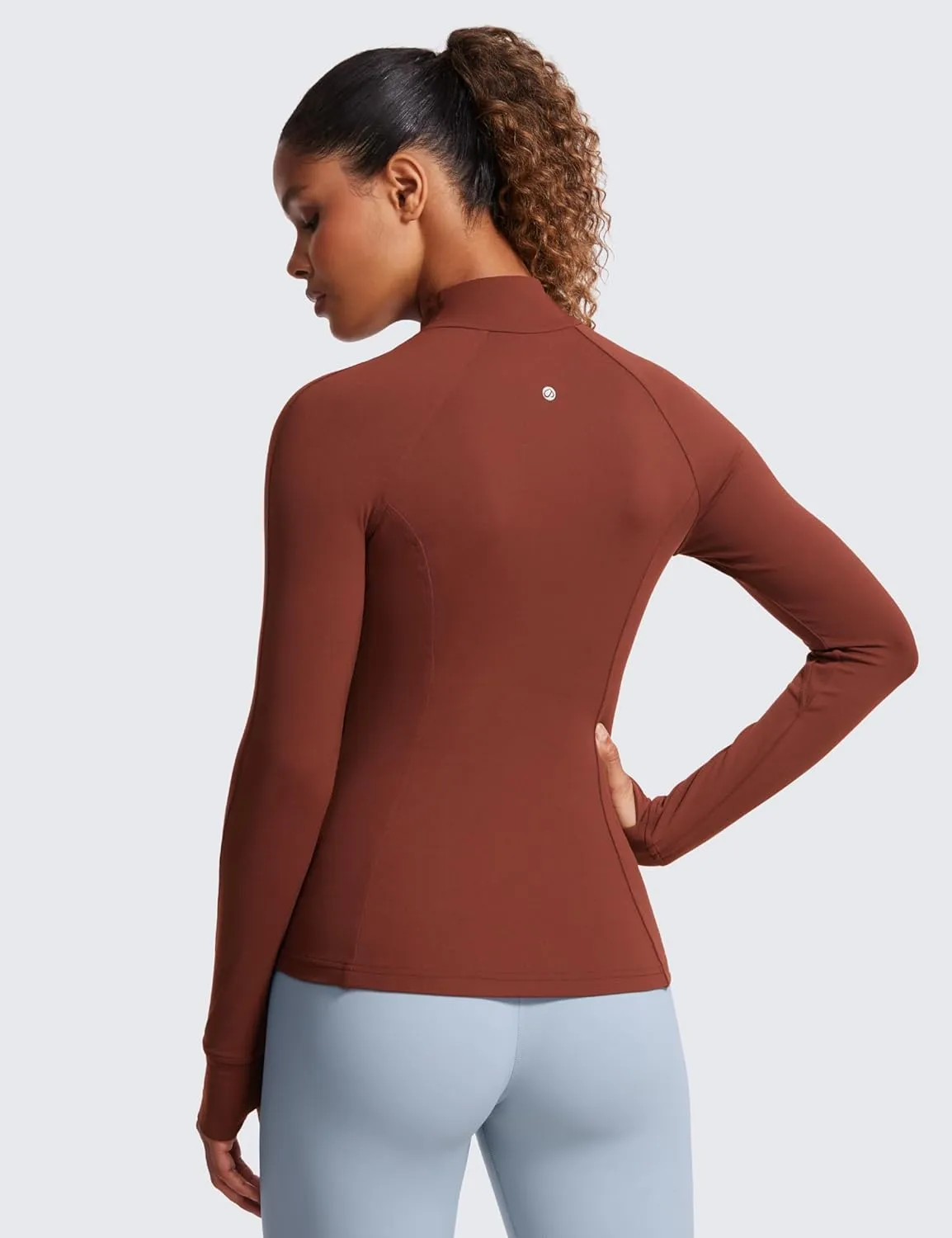 CRZ YOGA Butterluxe Womens Full Zip Workout Jackets Slim Fit Track Athletic Tops with Thumb Holes