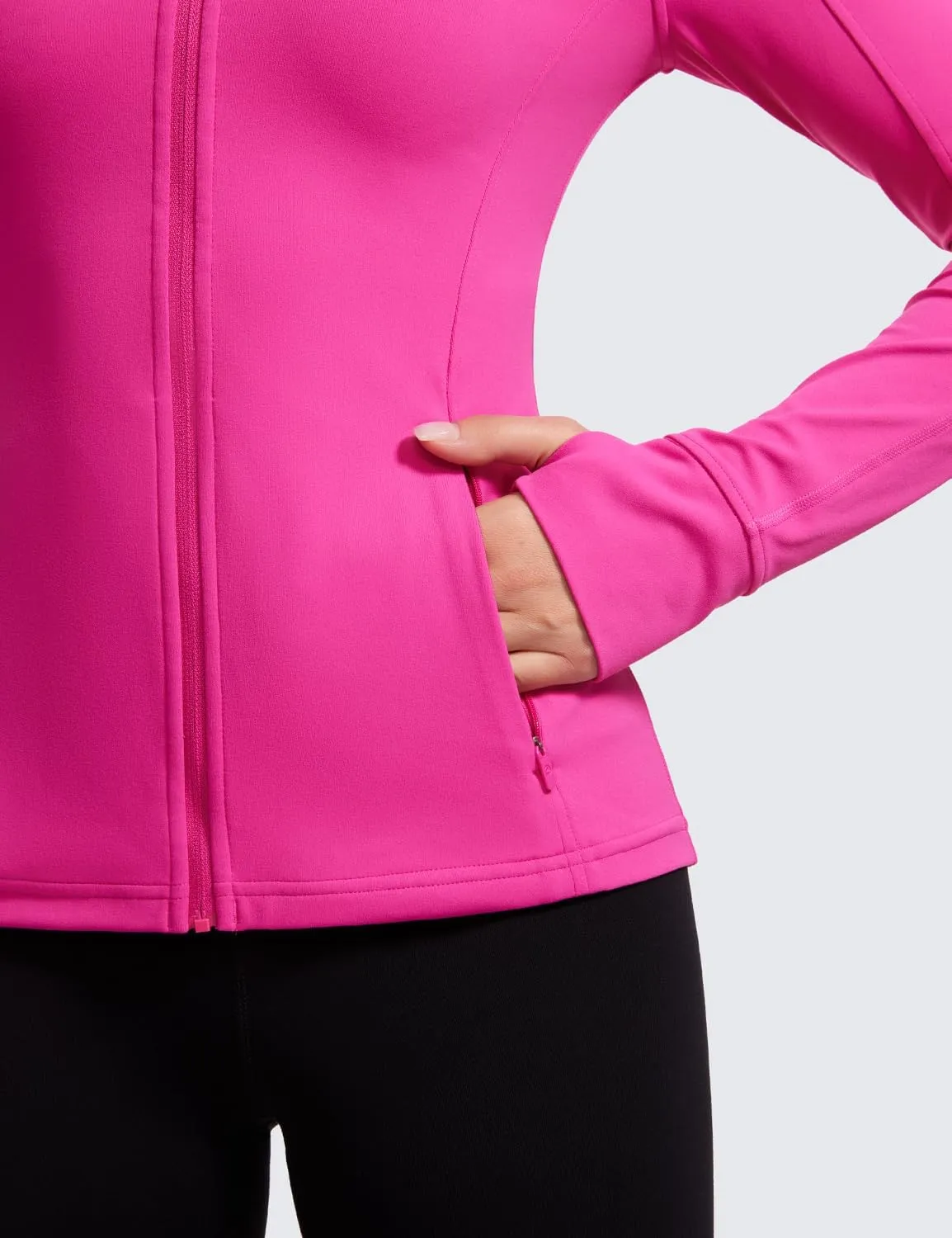 CRZ YOGA Butterluxe Womens Full Zip Workout Jackets Slim Fit Track Athletic Tops with Thumb Holes