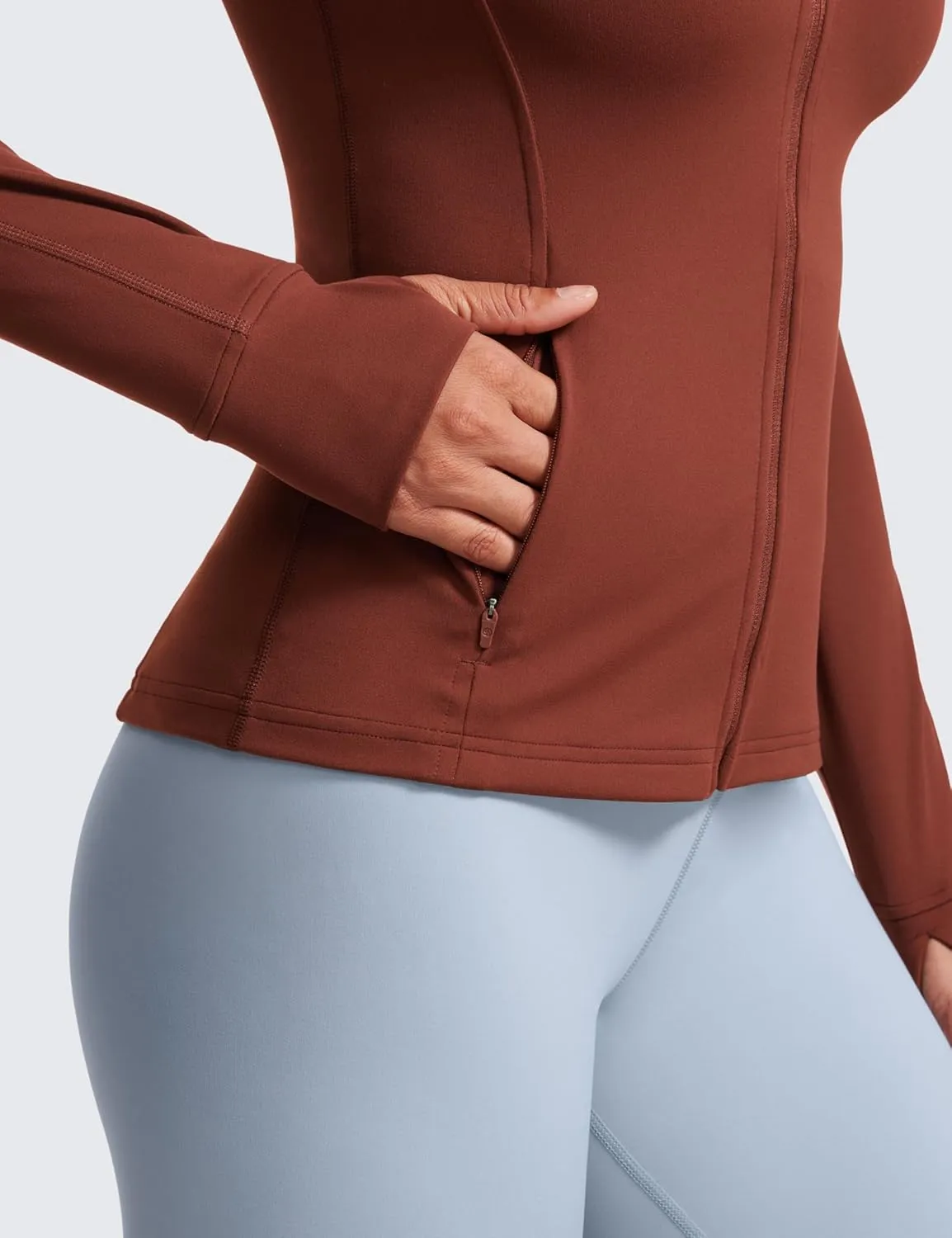 CRZ YOGA Butterluxe Womens Full Zip Workout Jackets Slim Fit Track Athletic Tops with Thumb Holes