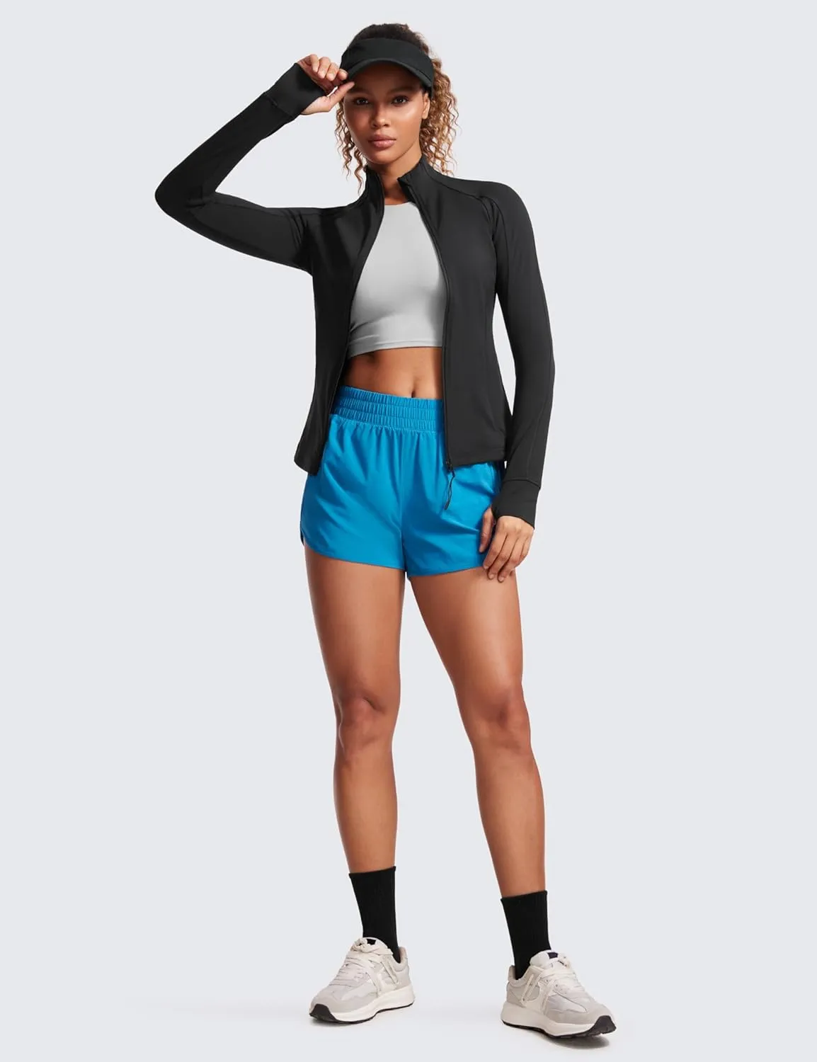 CRZ YOGA Butterluxe Womens Full Zip Workout Jackets Slim Fit Track Athletic Tops with Thumb Holes