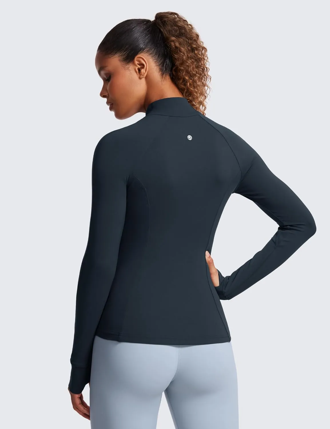CRZ YOGA Butterluxe Womens Full Zip Workout Jackets Slim Fit Track Athletic Tops with Thumb Holes