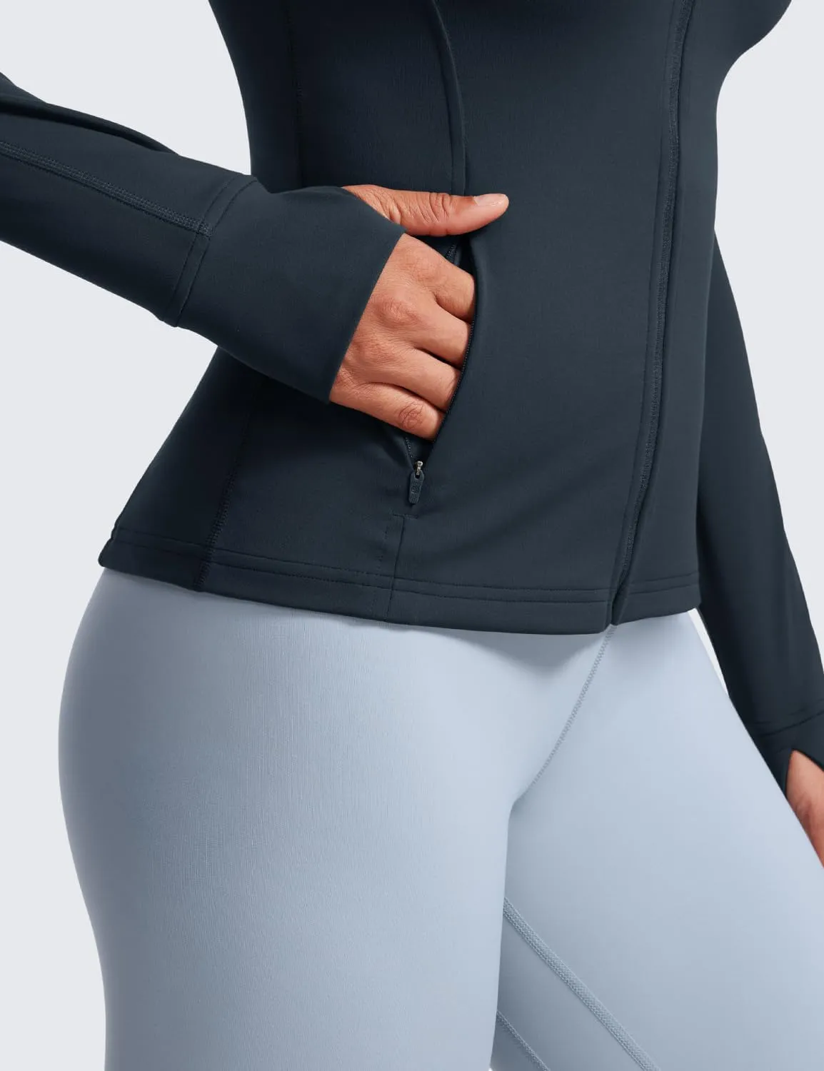 CRZ YOGA Butterluxe Womens Full Zip Workout Jackets Slim Fit Track Athletic Tops with Thumb Holes