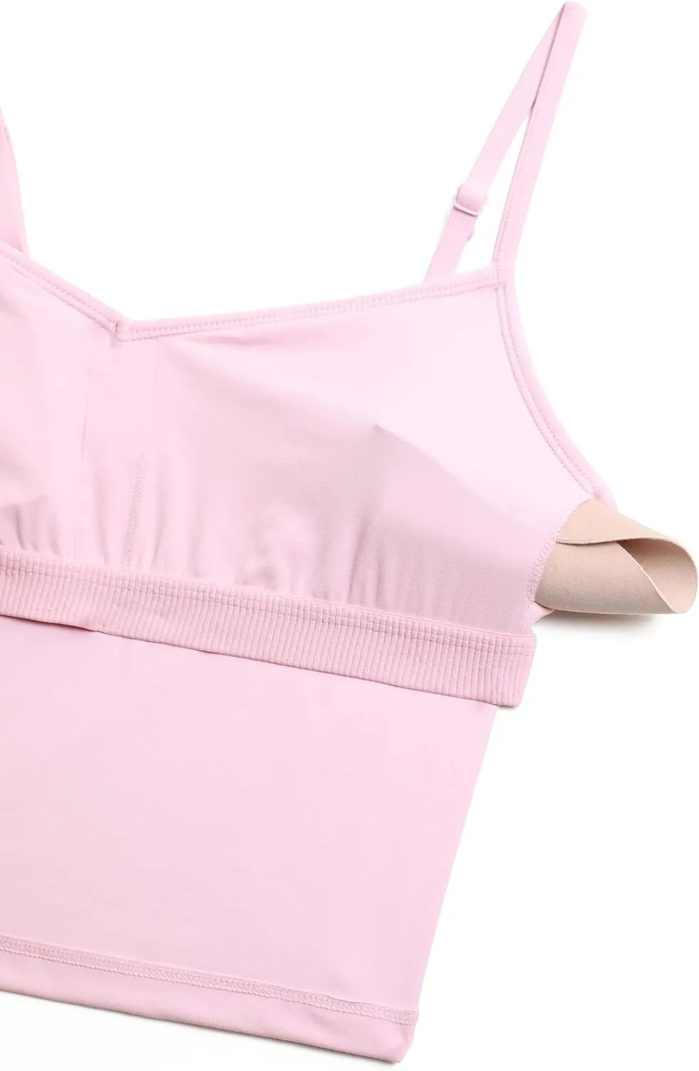 CRZ YOGA Butterluxe Womens Sweetheart Longline Sports Bra - Adjustable Thin Strap Workout Tank Tops Yoga Padded Camisole