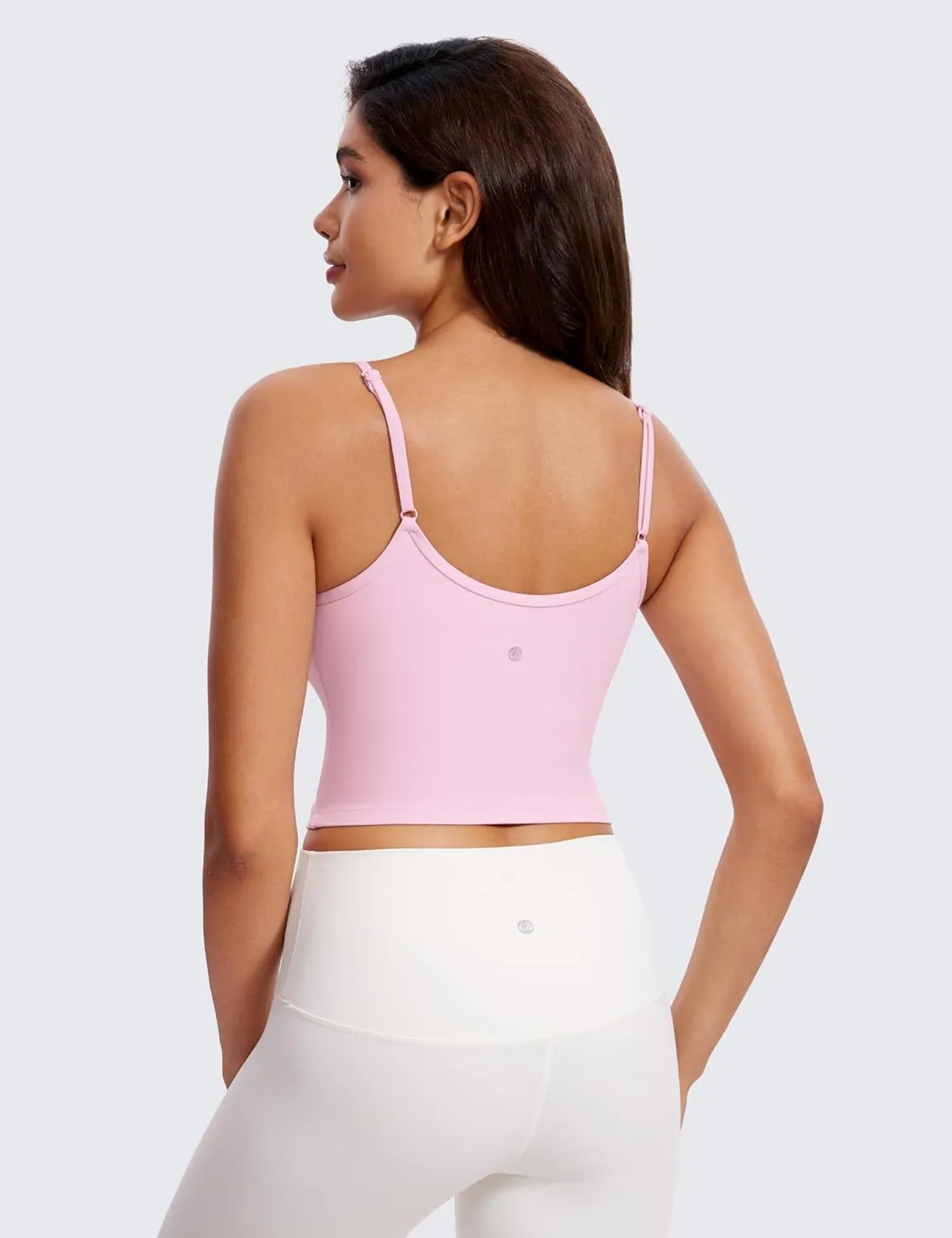 CRZ YOGA Butterluxe Womens Sweetheart Longline Sports Bra - Adjustable Thin Strap Workout Tank Tops Yoga Padded Camisole