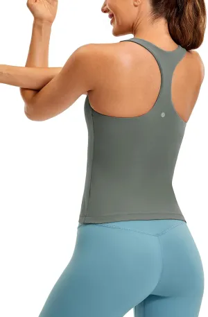 CRZ YOGA Butterluxe Workout Tank Tops for Women Built in Shelf Bras Padded - Racerback Athletic Spandex Yoga Camisole