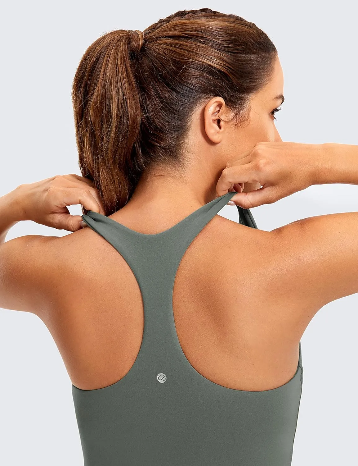 CRZ YOGA Butterluxe Workout Tank Tops for Women Built in Shelf Bras Padded - Racerback Athletic Spandex Yoga Camisole
