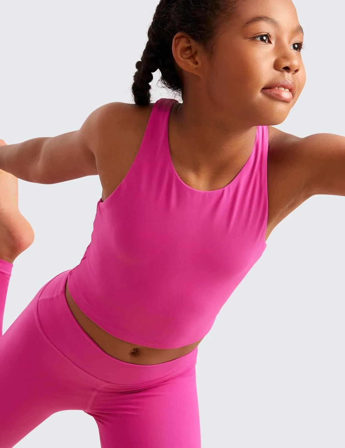 CRZ YOGA Girls Butterluxe Double Lined Tank Tops High Neck Racerback Cropped Basic Sleeveless Dance Yoga