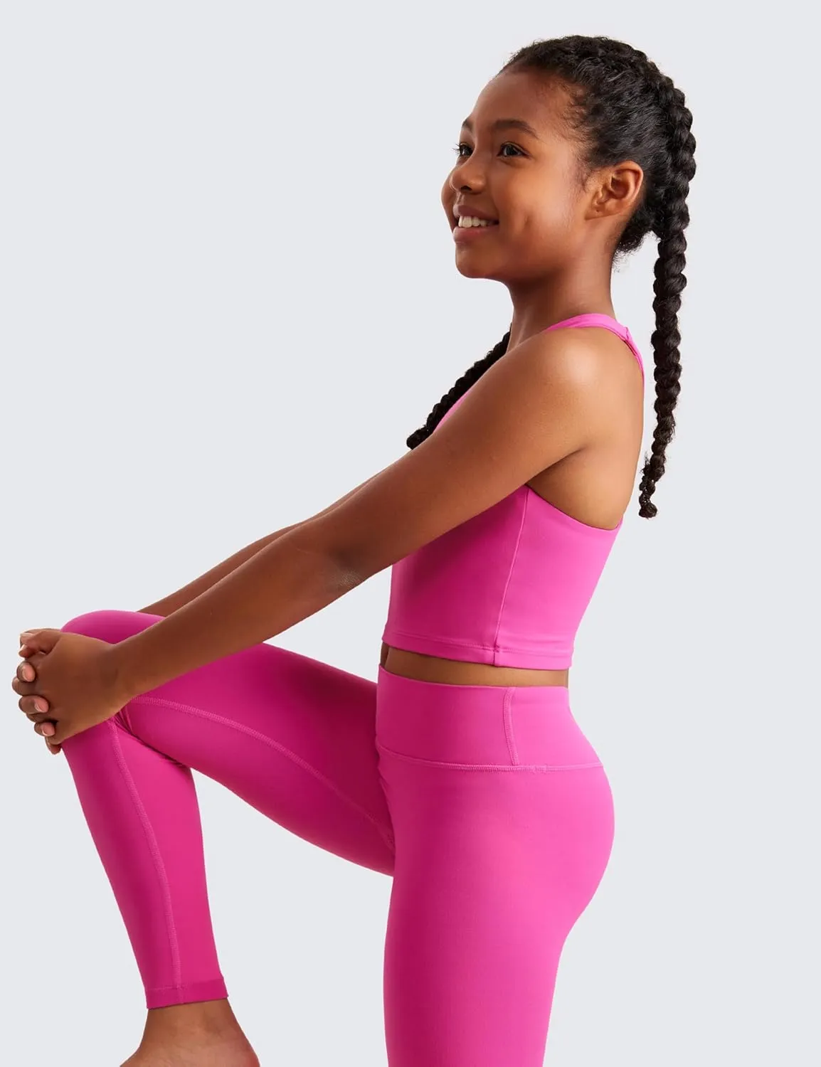 CRZ YOGA Girls Butterluxe Double Lined Tank Tops High Neck Racerback Cropped Basic Sleeveless Dance Yoga