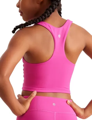 CRZ YOGA Girls Butterluxe Double Lined Tank Tops High Neck Racerback Cropped Basic Sleeveless Dance Yoga