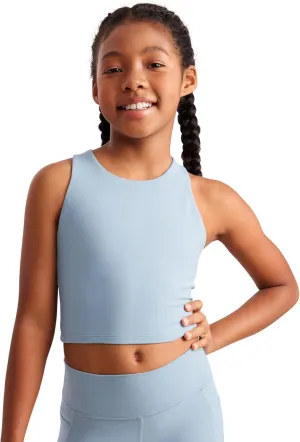 CRZ YOGA Girls Butterluxe Double Lined Tank Tops High Neck Racerback Cropped Basic Sleeveless Dance Yoga