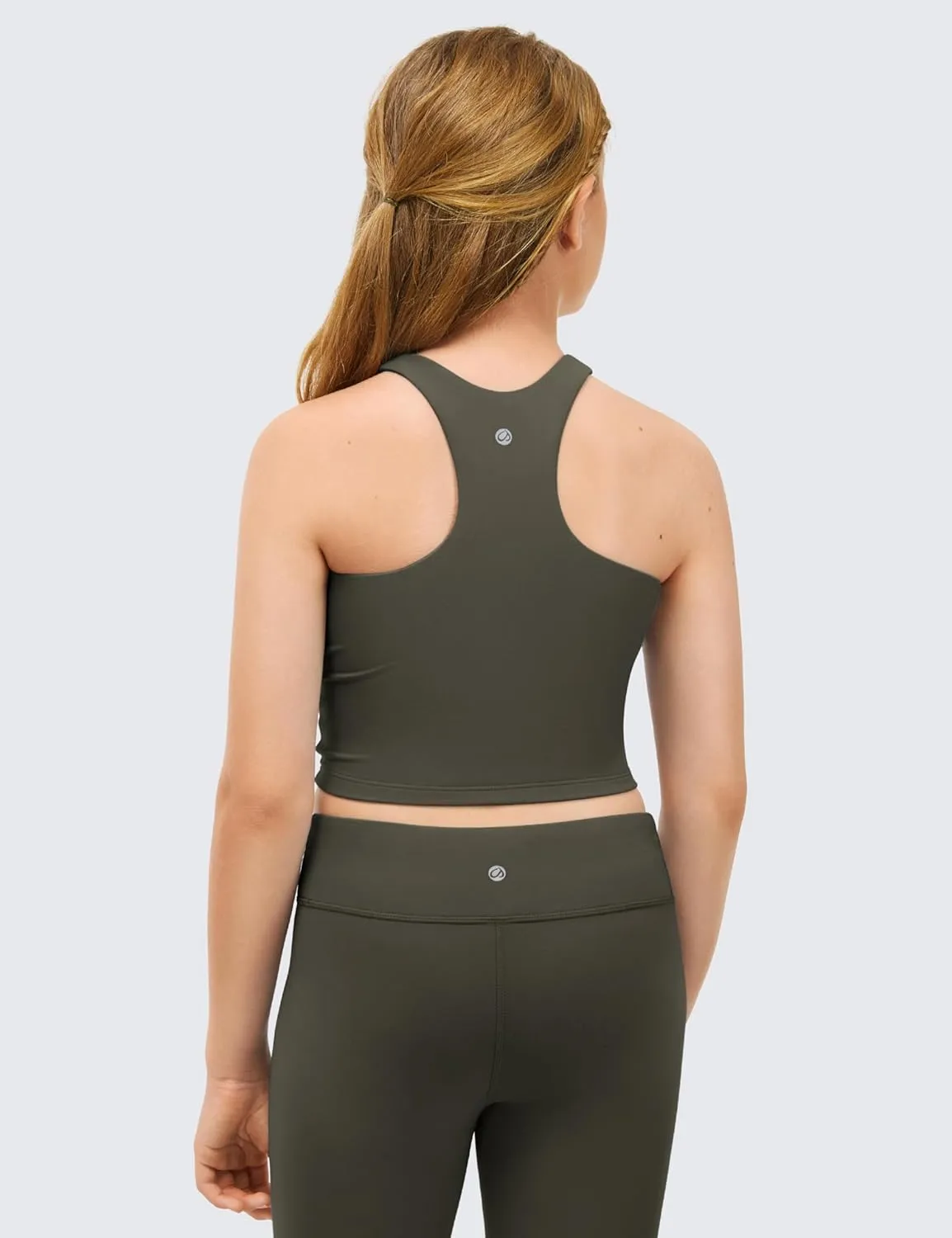CRZ YOGA Girls Butterluxe Double Lined Tank Tops High Neck Racerback Cropped Basic Sleeveless Dance Yoga
