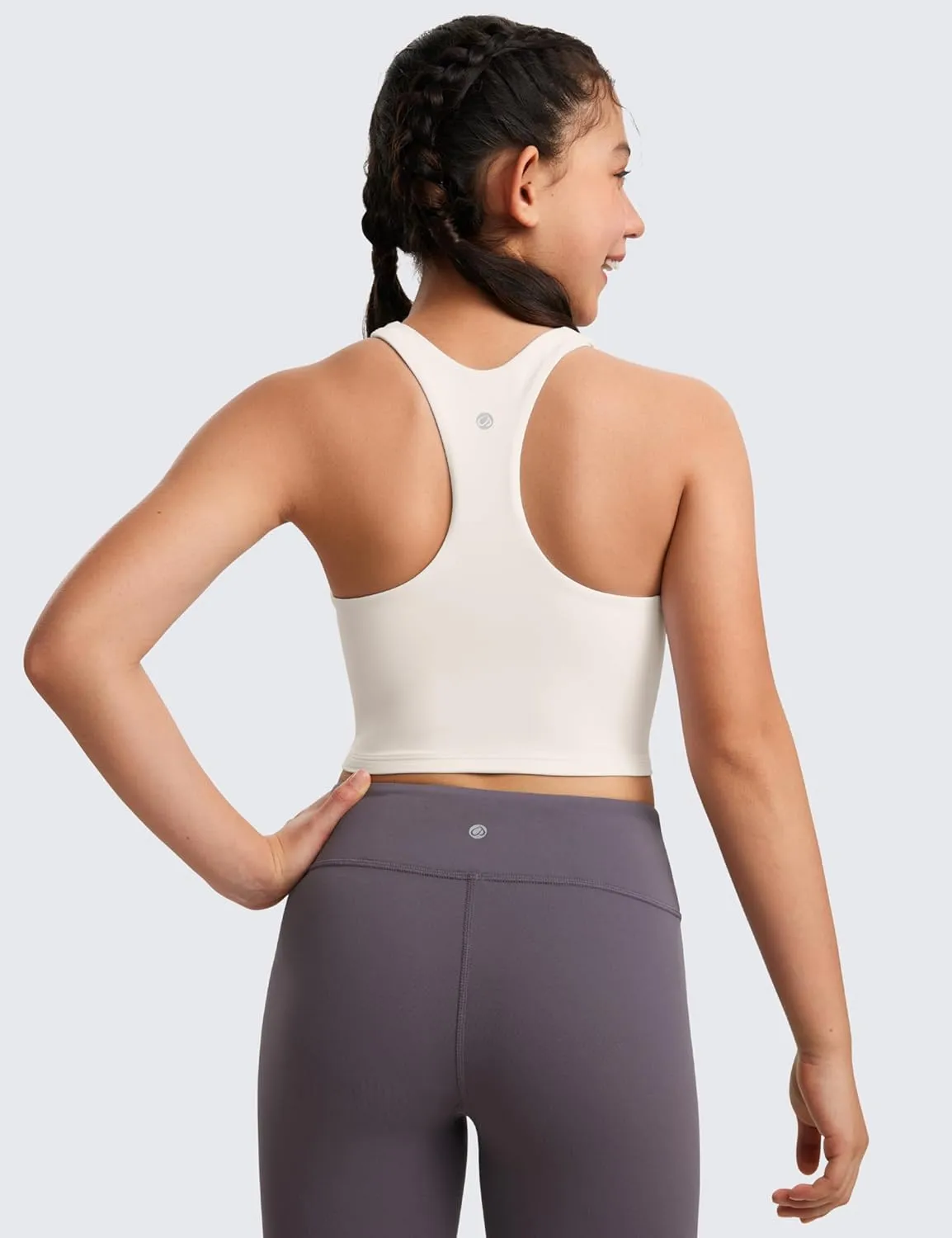 CRZ YOGA Girls Butterluxe Double Lined Tank Tops High Neck Racerback Cropped Basic Sleeveless Dance Yoga