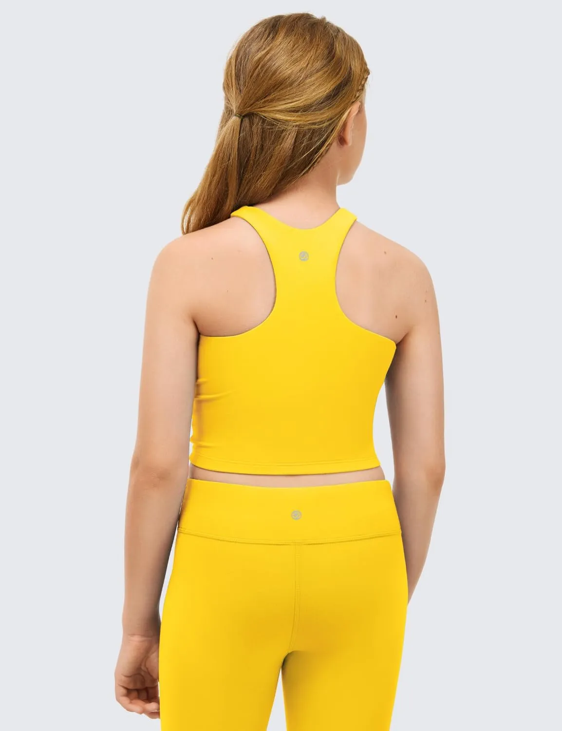 CRZ YOGA Girls Butterluxe Double Lined Tank Tops High Neck Racerback Cropped Basic Sleeveless Dance Yoga