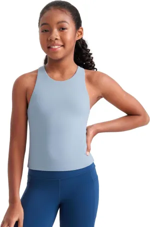CRZ YOGA Girls Butterluxe Double Lined Tank Tops Waist Length High Neck Racerback Sleeveless Teen Kids Active Casual Dance