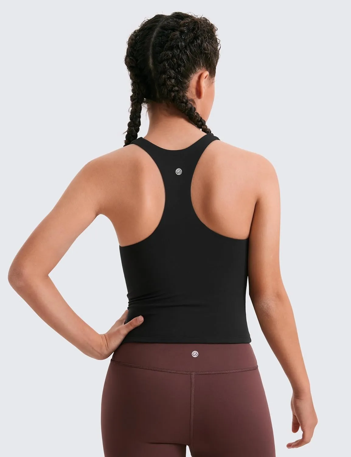 CRZ YOGA Girls Butterluxe Double Lined Tank Tops Waist Length High Neck Racerback Sleeveless Teen Kids Active Casual Dance