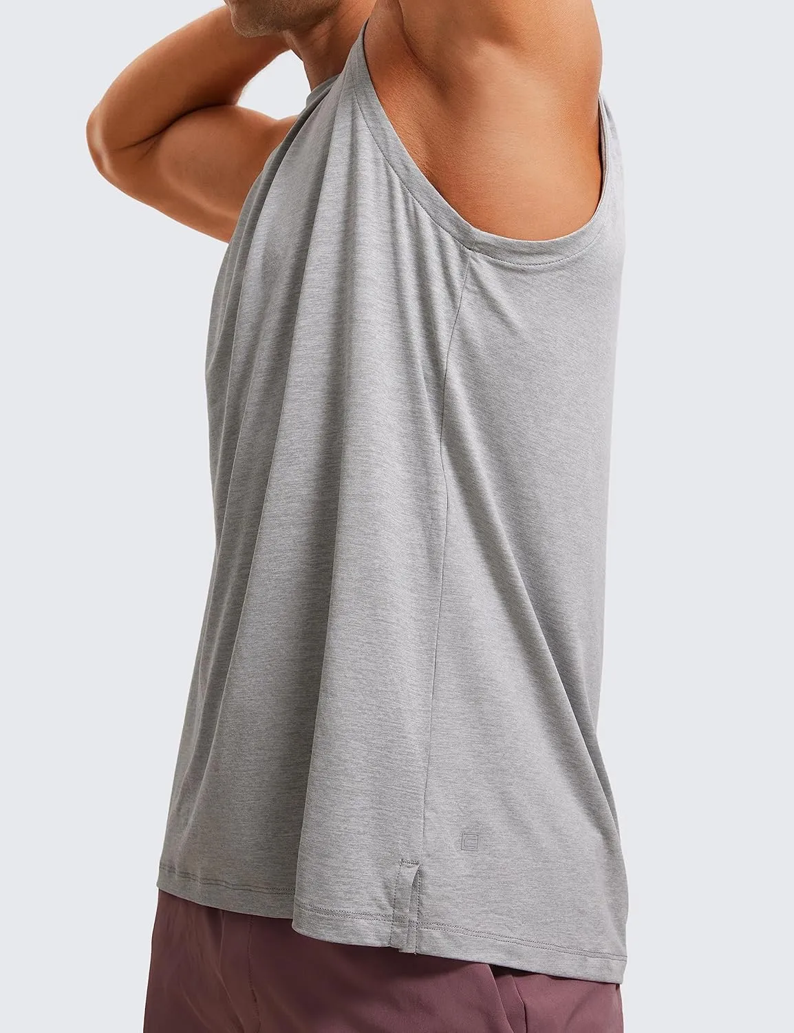 CRZ YOGA Men's Workout Sleeveless Shirt Quick Dry Stretchy Swim T-Shirts Athletic Gym Running Beach Tank Top
