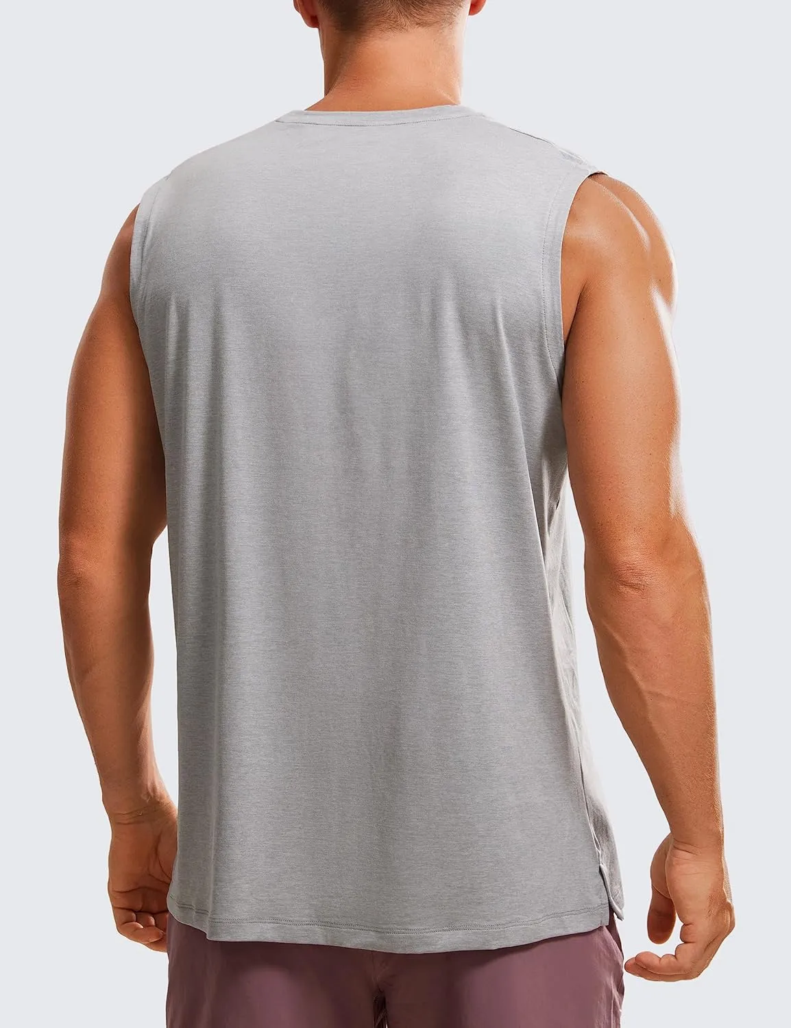 CRZ YOGA Men's Workout Sleeveless Shirt Quick Dry Stretchy Swim T-Shirts Athletic Gym Running Beach Tank Top