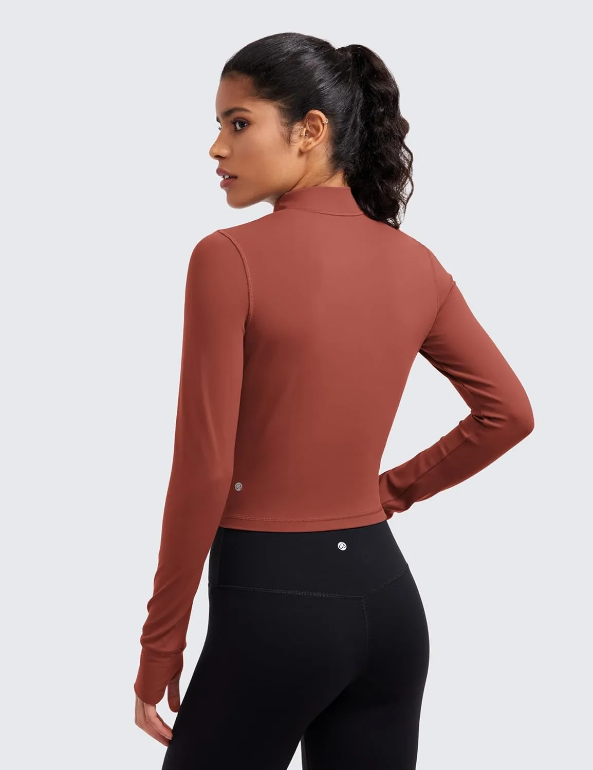 CRZ YOGA Womens Butterluxe Full Zip Cropped Workout Jacket Slim Fit Lightweight Athletic Yoga Tops with Thumb Holes