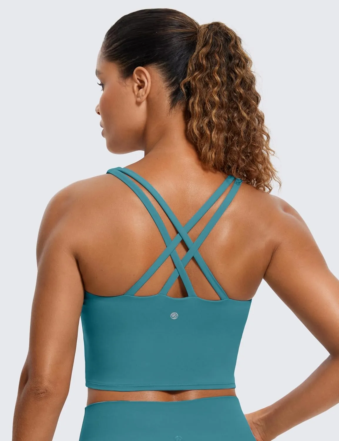CRZ YOGA Womens Butterluxe Strappy Longline Sports Bra - Padded Criss Cross Yoga Workout Crop Tank Tops