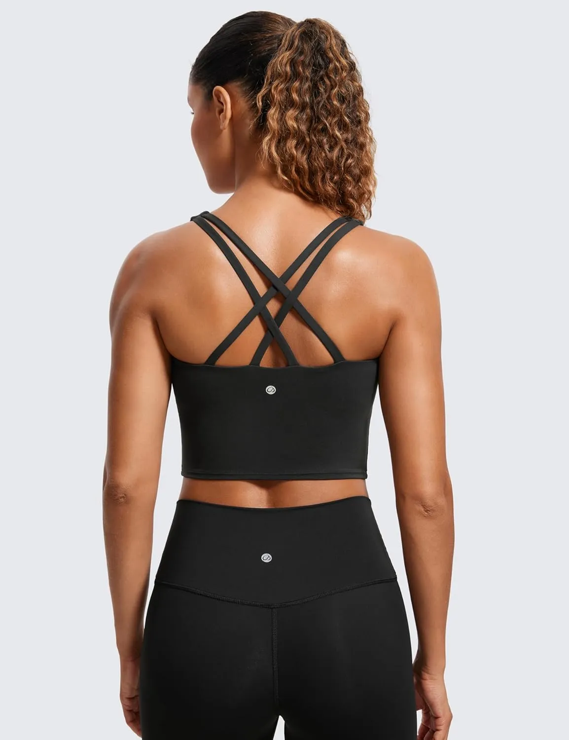 CRZ YOGA Womens Butterluxe Strappy Longline Sports Bra - Padded Criss Cross Yoga Workout Crop Tank Tops