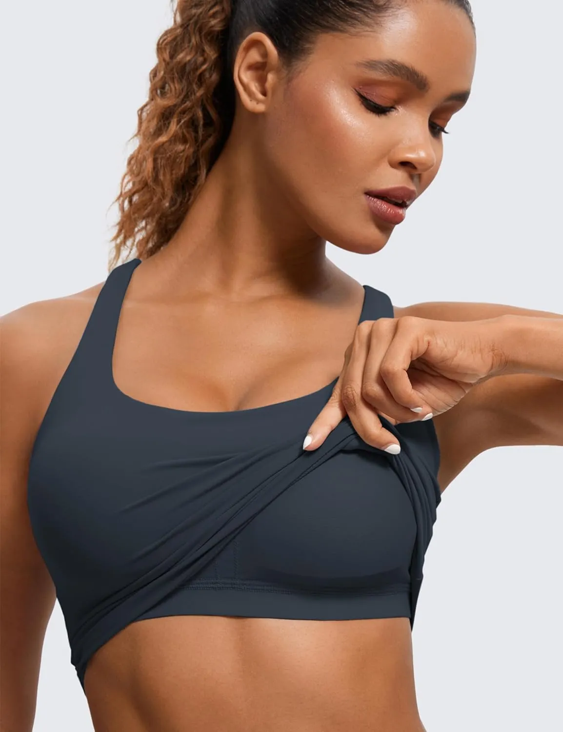 CRZ YOGA Womens Butterluxe Strappy Longline Sports Bra - Padded Criss Cross Yoga Workout Crop Tank Tops