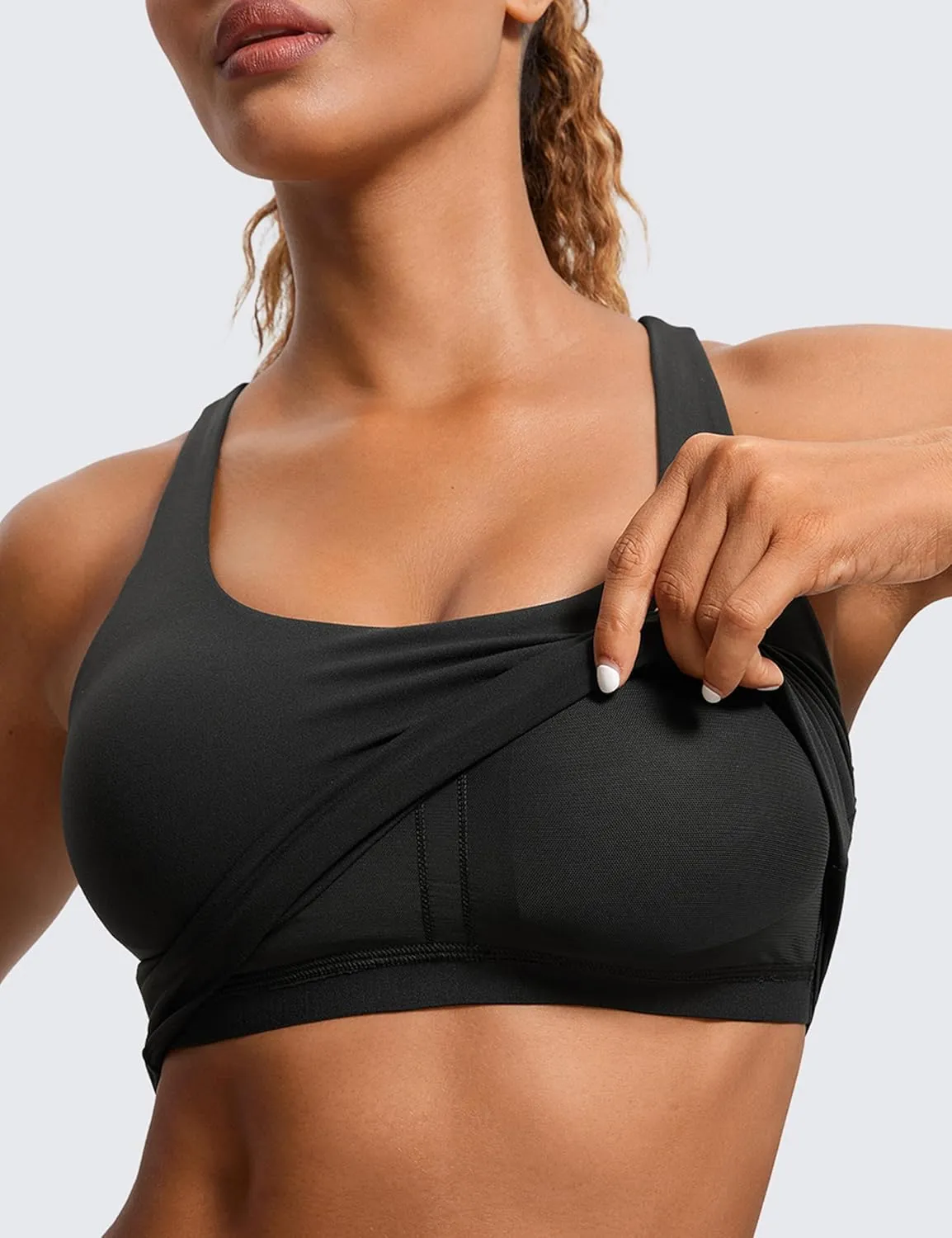 CRZ YOGA Womens Butterluxe Strappy Longline Sports Bra - Padded Criss Cross Yoga Workout Crop Tank Tops