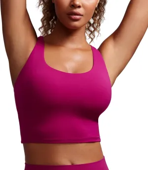 CRZ YOGA Womens Butterluxe Strappy Longline Sports Bra - Padded Criss Cross Yoga Workout Crop Tank Tops