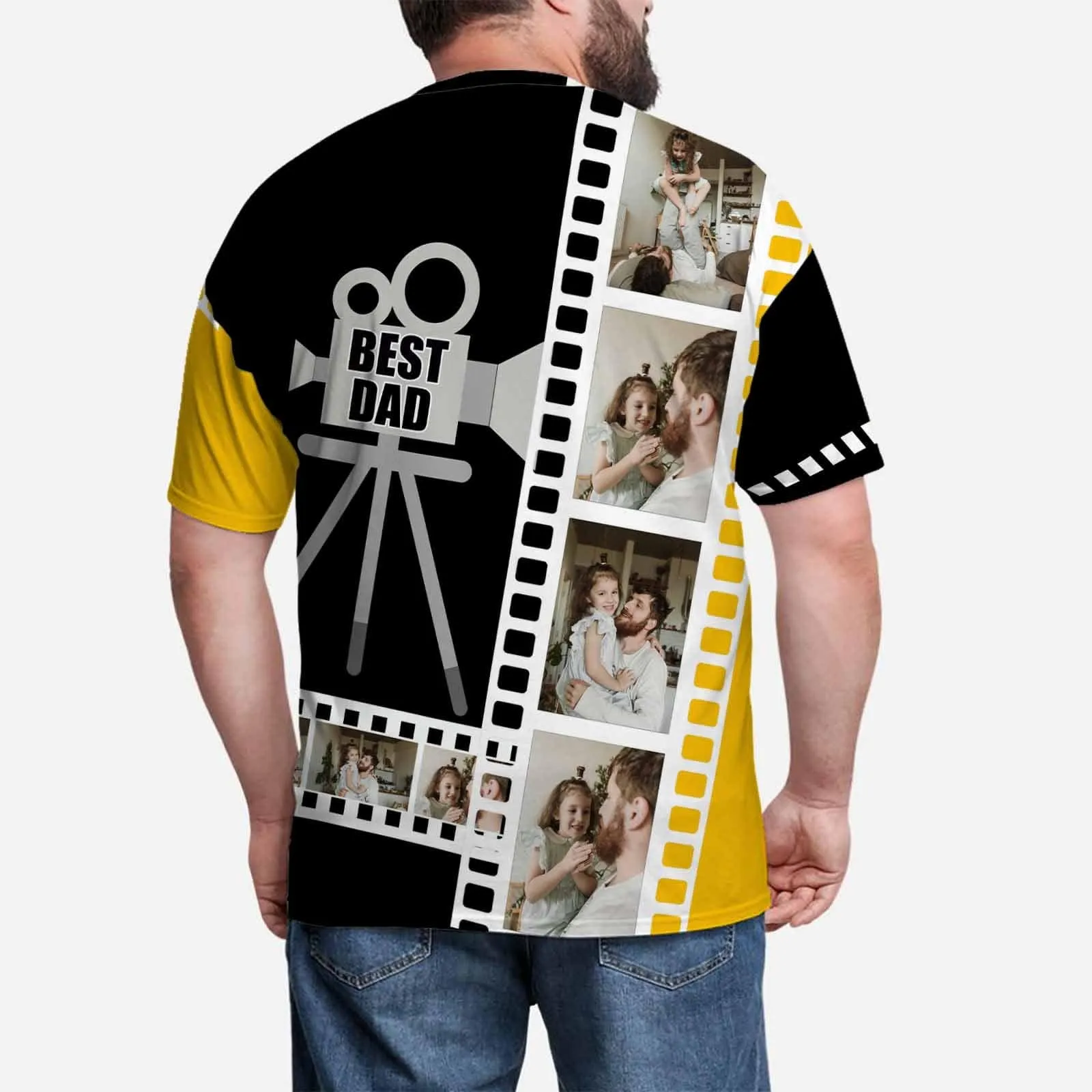 Custom Photo Shirt Best Dad Men's All Over Print T-shirt Put Your Face on A Shirt for Fahter's Day