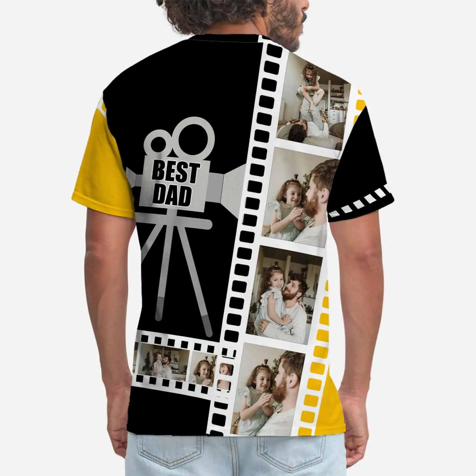Custom Photo Shirt Best Dad Men's All Over Print T-shirt Put Your Face on A Shirt for Fahter's Day