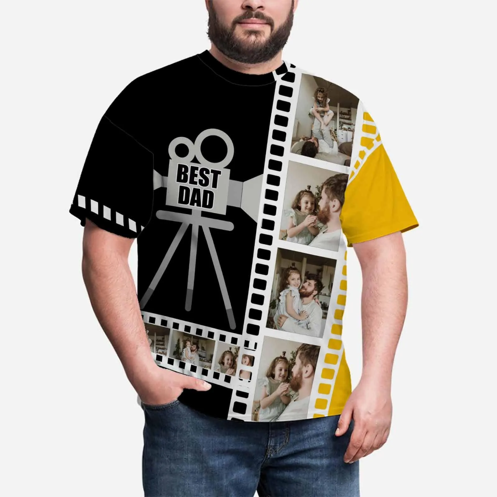 Custom Photo Shirt Best Dad Men's All Over Print T-shirt Put Your Face on A Shirt for Fahter's Day