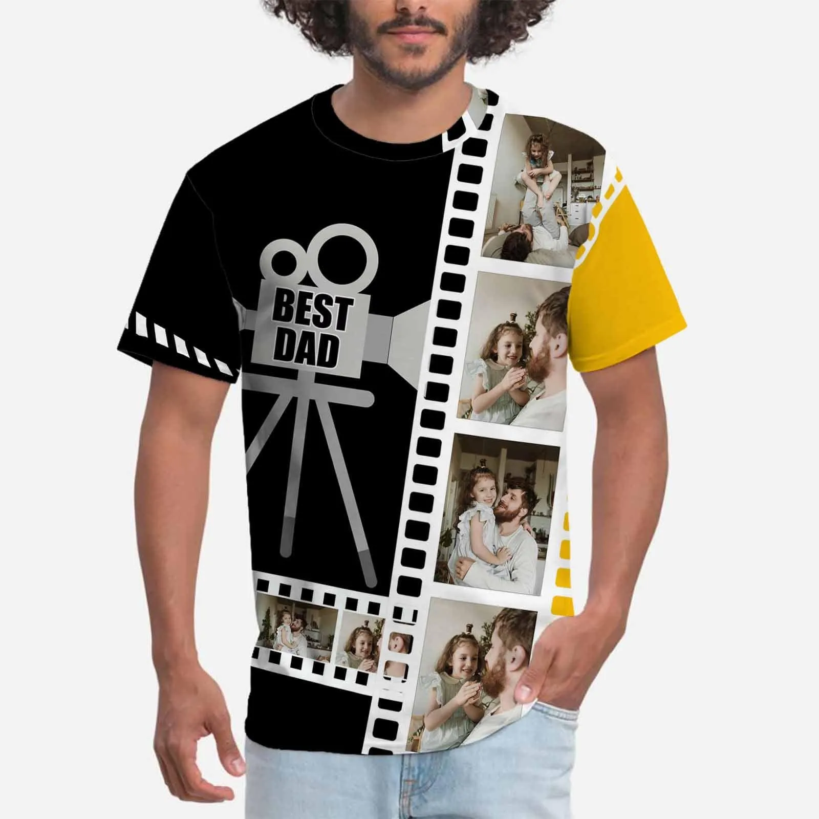 Custom Photo Shirt Best Dad Men's All Over Print T-shirt Put Your Face on A Shirt for Fahter's Day