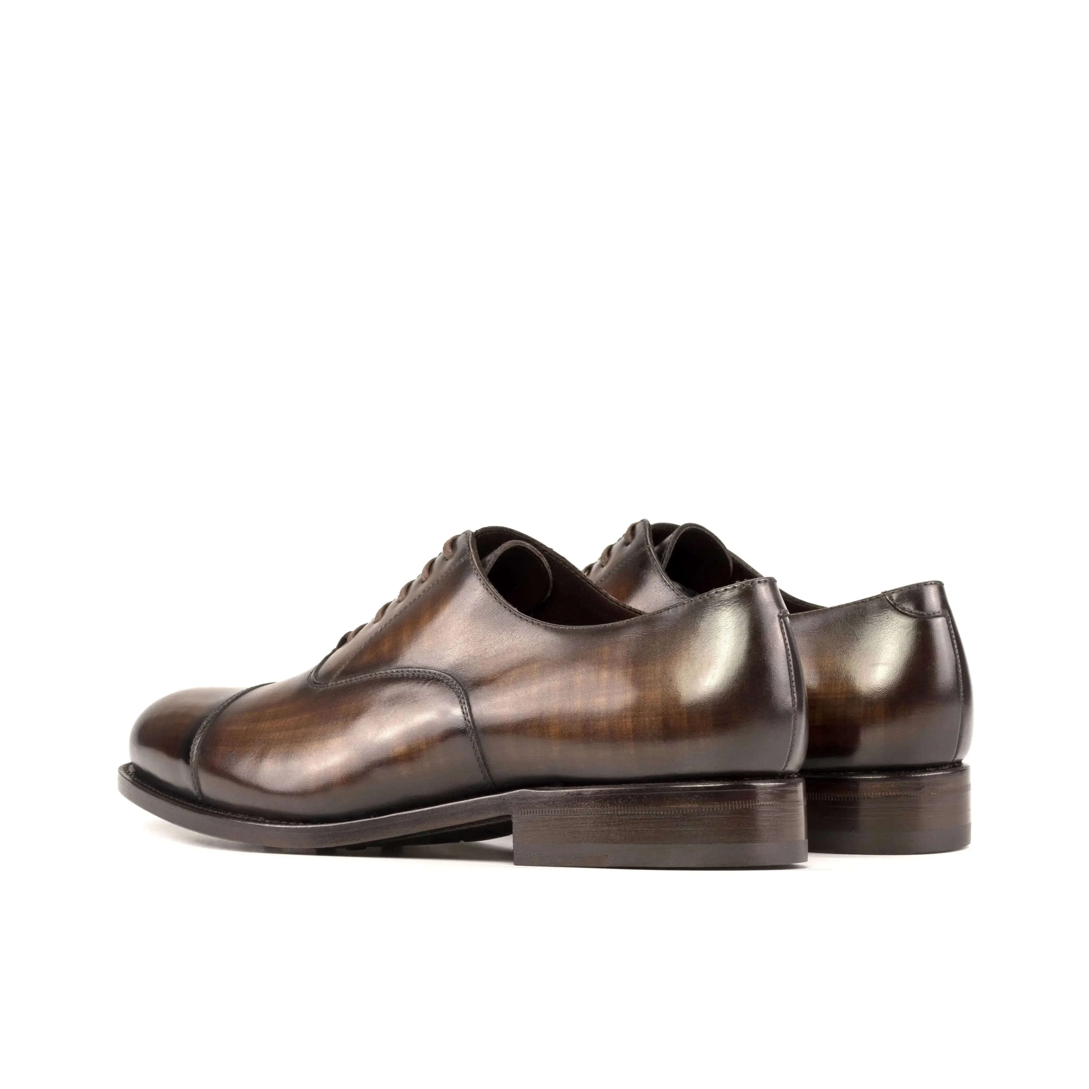 DapperFam Rafael in Brown Men's Hand-Painted Patina Oxford