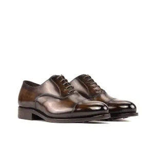 DapperFam Rafael in Brown Men's Hand-Painted Patina Oxford