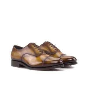 DapperFam Rafael in Cognac Men's Hand-Painted Patina Oxford