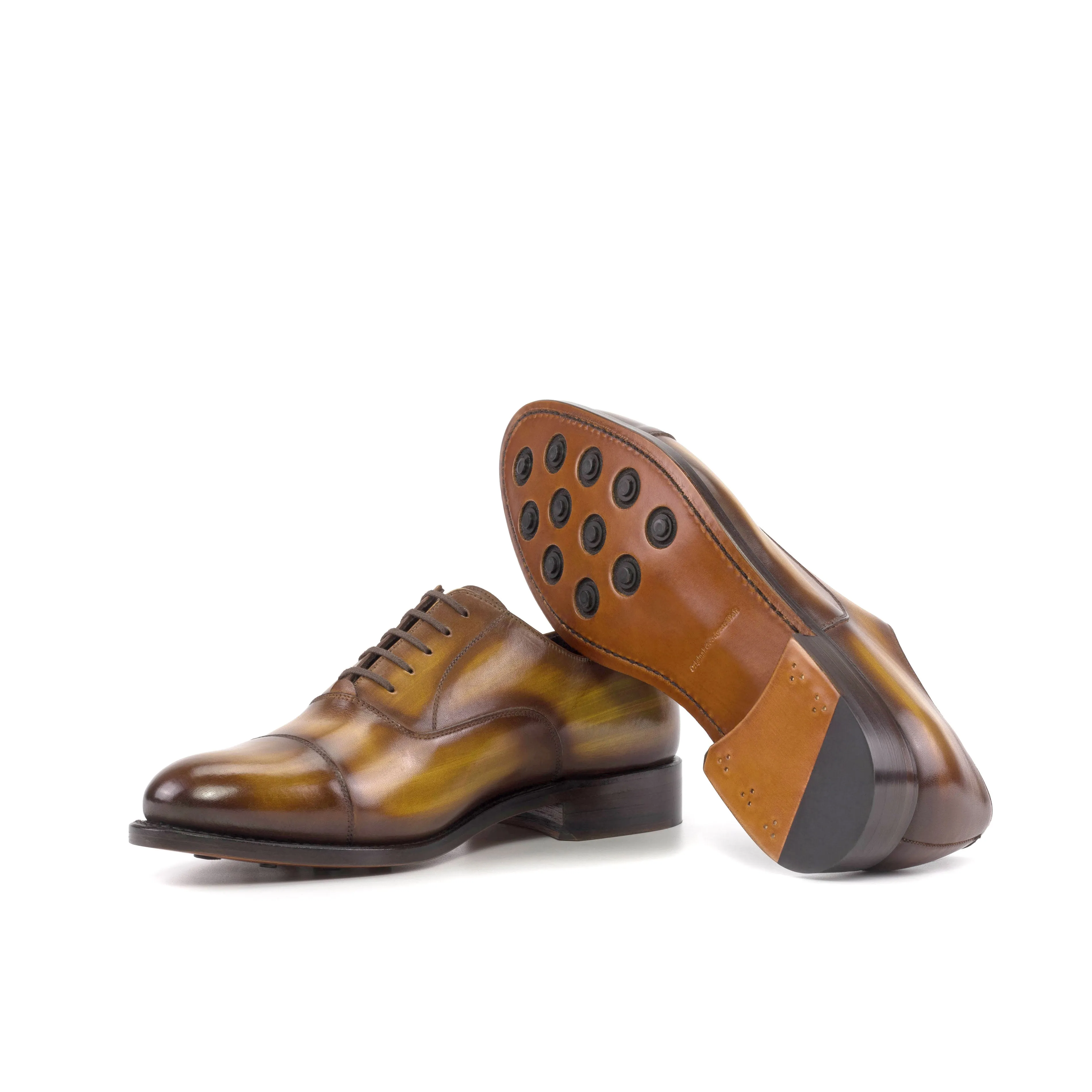 DapperFam Rafael in Cognac Men's Hand-Painted Patina Oxford